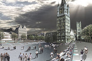 Dirk Coopman, architect, world heritage, werelderfgoed, stedenbouw, urban design, Ghent, Gent, Emiel Braunplein, Belfort, stadhuis, Sint Niklaaskerk, Belfry, town hall, Saint Nicholas Church, Flanders