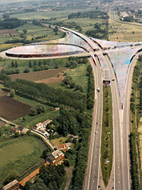 Dirk Coopman Architect highway economy urban planning autostrade automated transport motorway autoroute industrial zones industrial areas ecology motorway junction motorway intersection bleu banana bleu banana logistics