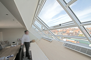 Dirk Coopman Architect Knokke appartementsbouw groepswoningen glazen gevel licht ecologie dak in glas roof in glass glass construction natural light glass facade natuurlijk licht