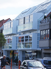 Dirk Coopman rchitect Knokke appartementsbouw groepswoningen glazen gevel licht ecologie dak in glas roof in glass glass construction natural light glass facade natuurlijk licht